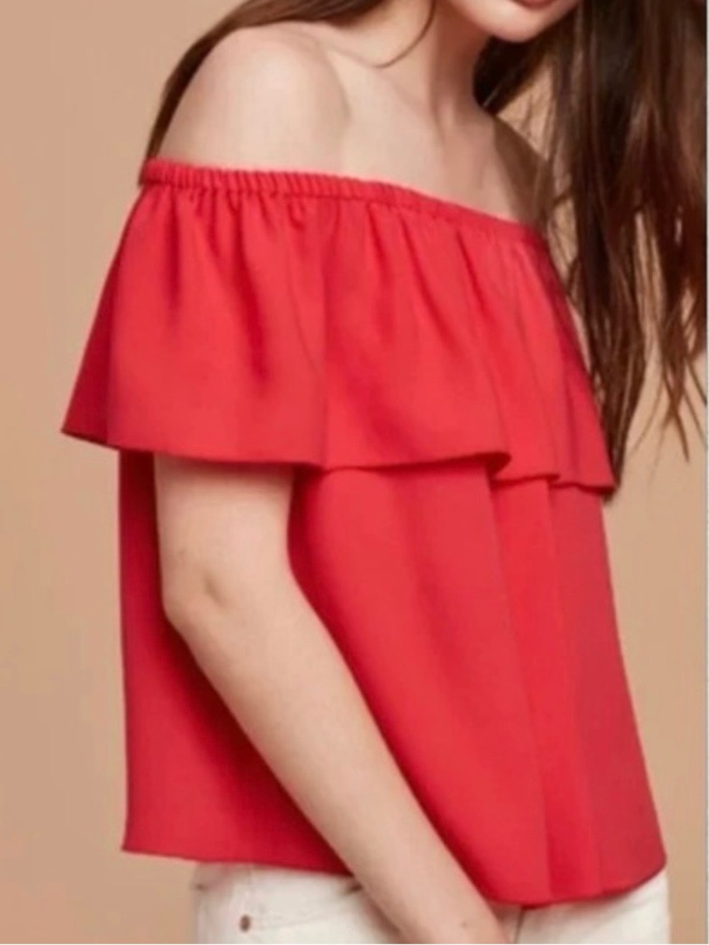 Aritzia Wilfred promener Off-the-Shoulder coral Red Ruffle Top xs